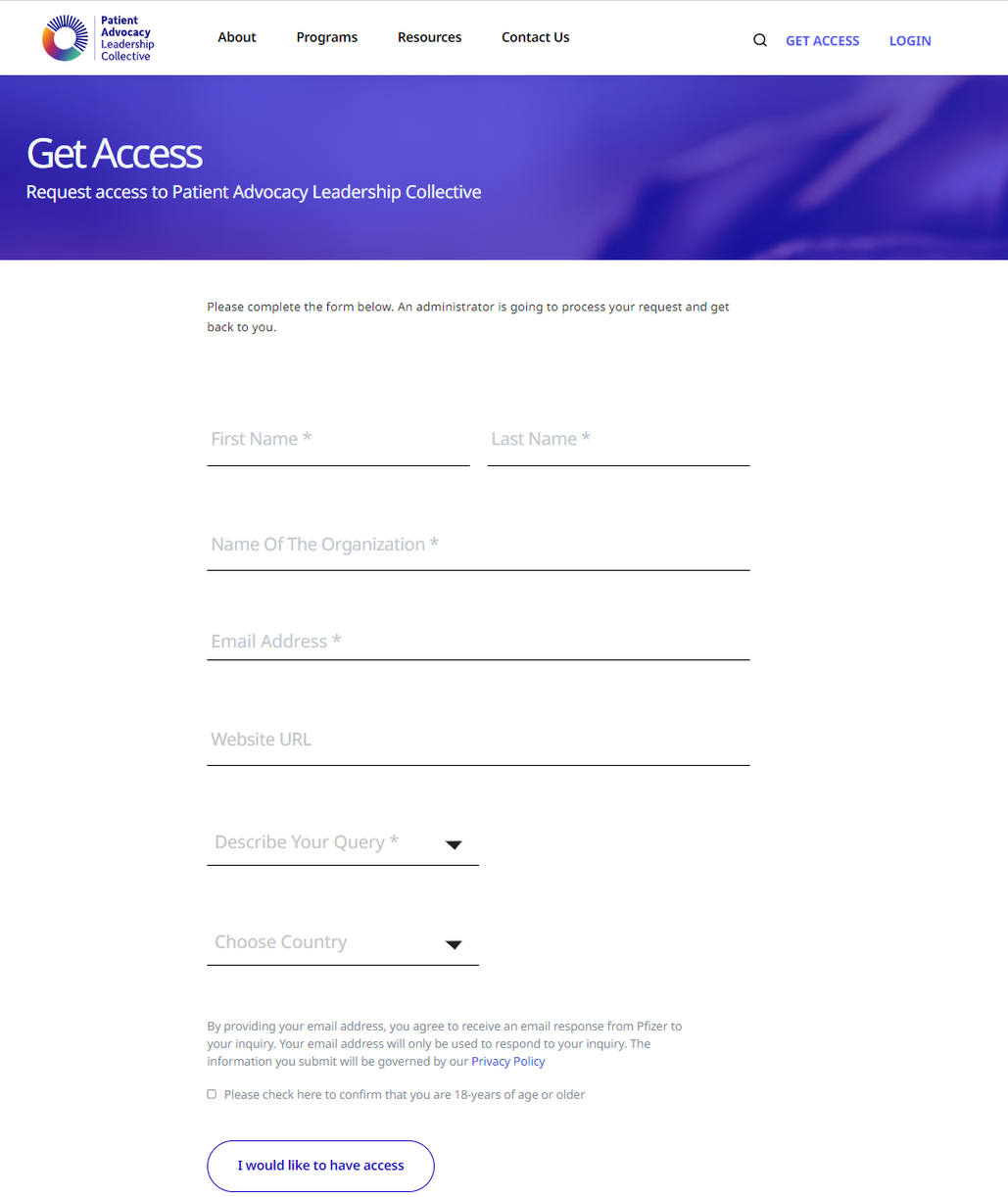 Get Access form